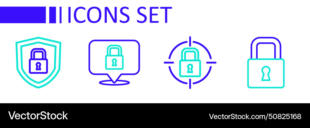 Set line lock and shield security with icon Set line lock and shield security with icon Vector Image