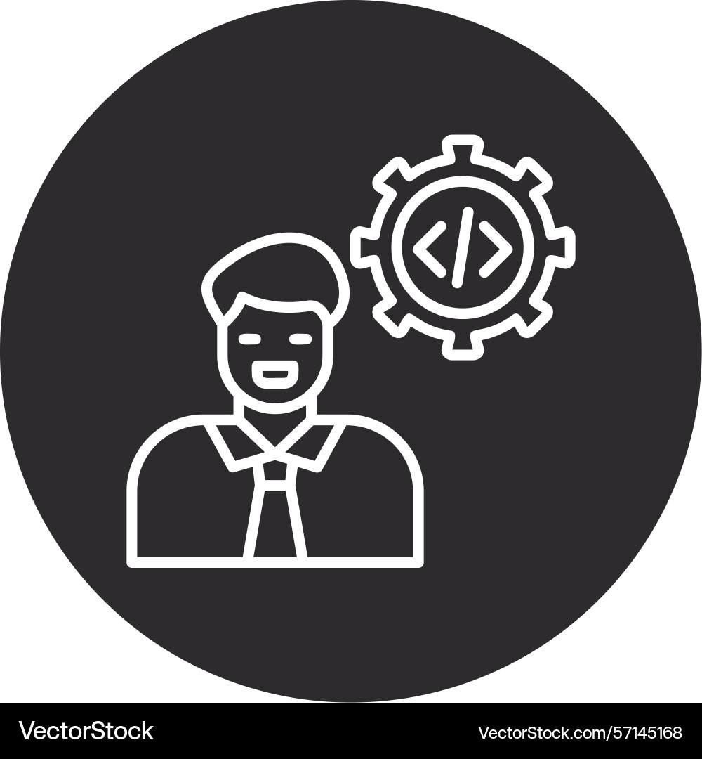 Software developer inverted circle black Vector Image