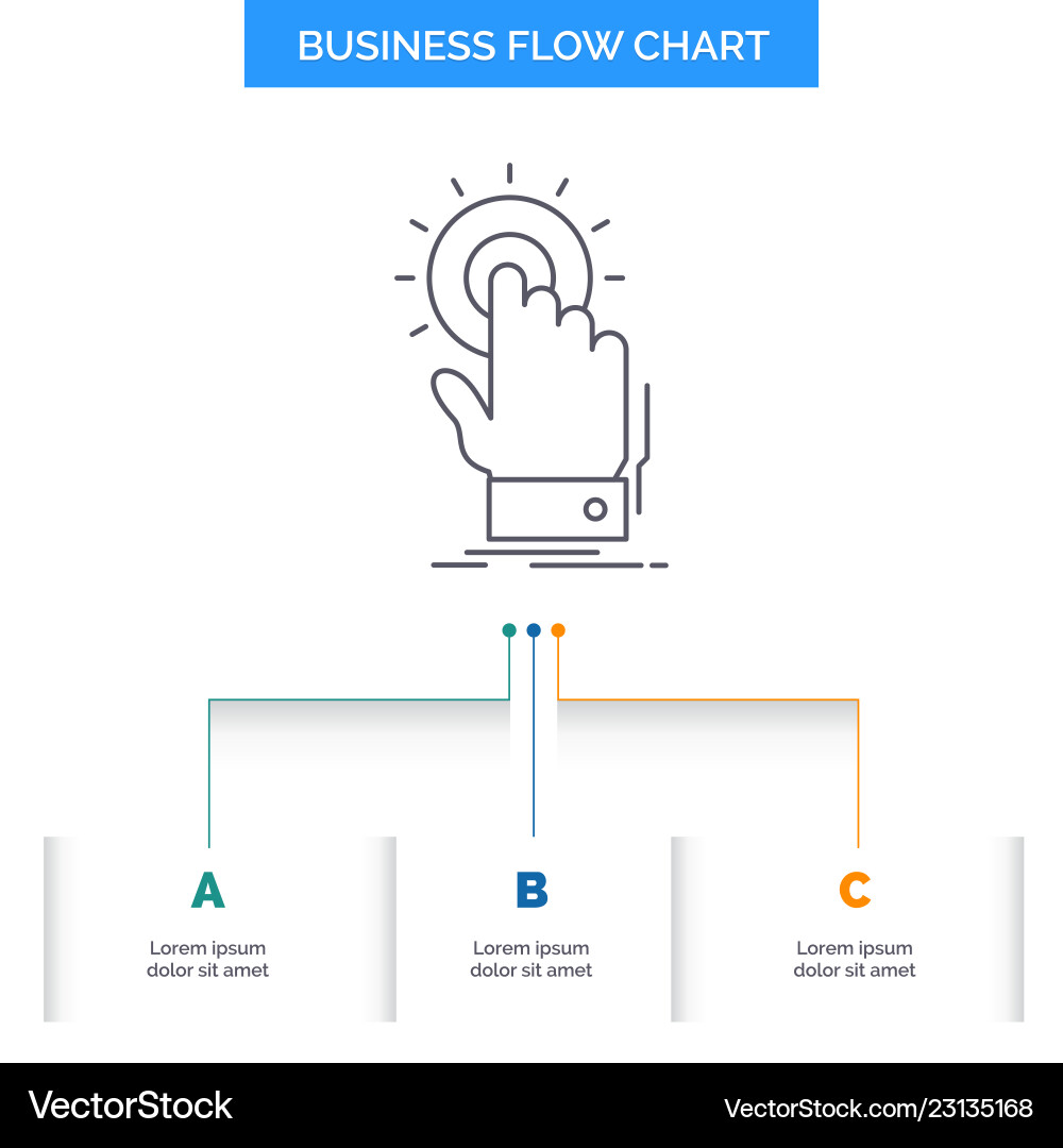 Touch click hand on start business flow chart Vector Image