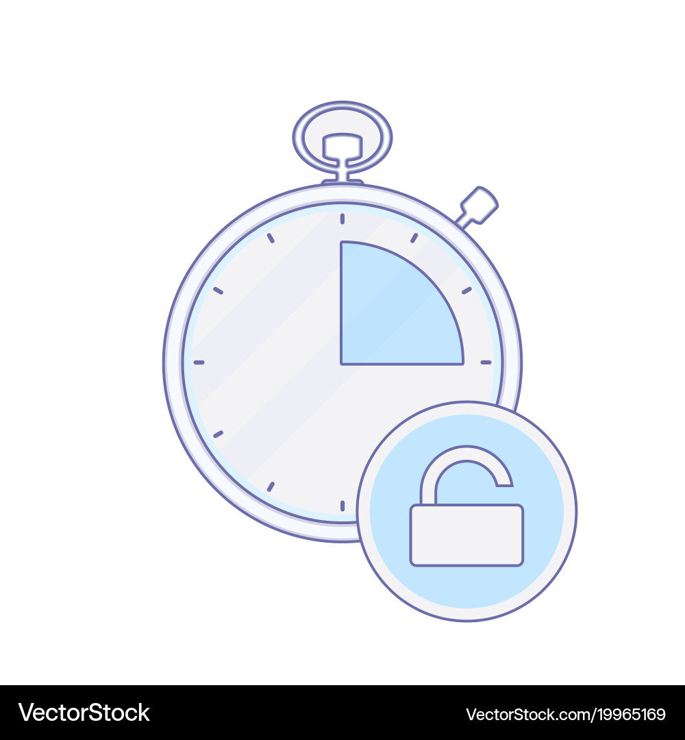 Alarm clock hour minute time timer unlock icon vector image
