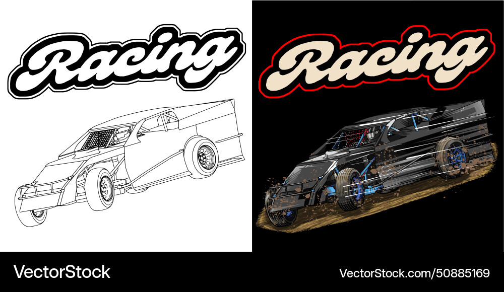 Black drag racing car with grey strip Royalty Free Vector