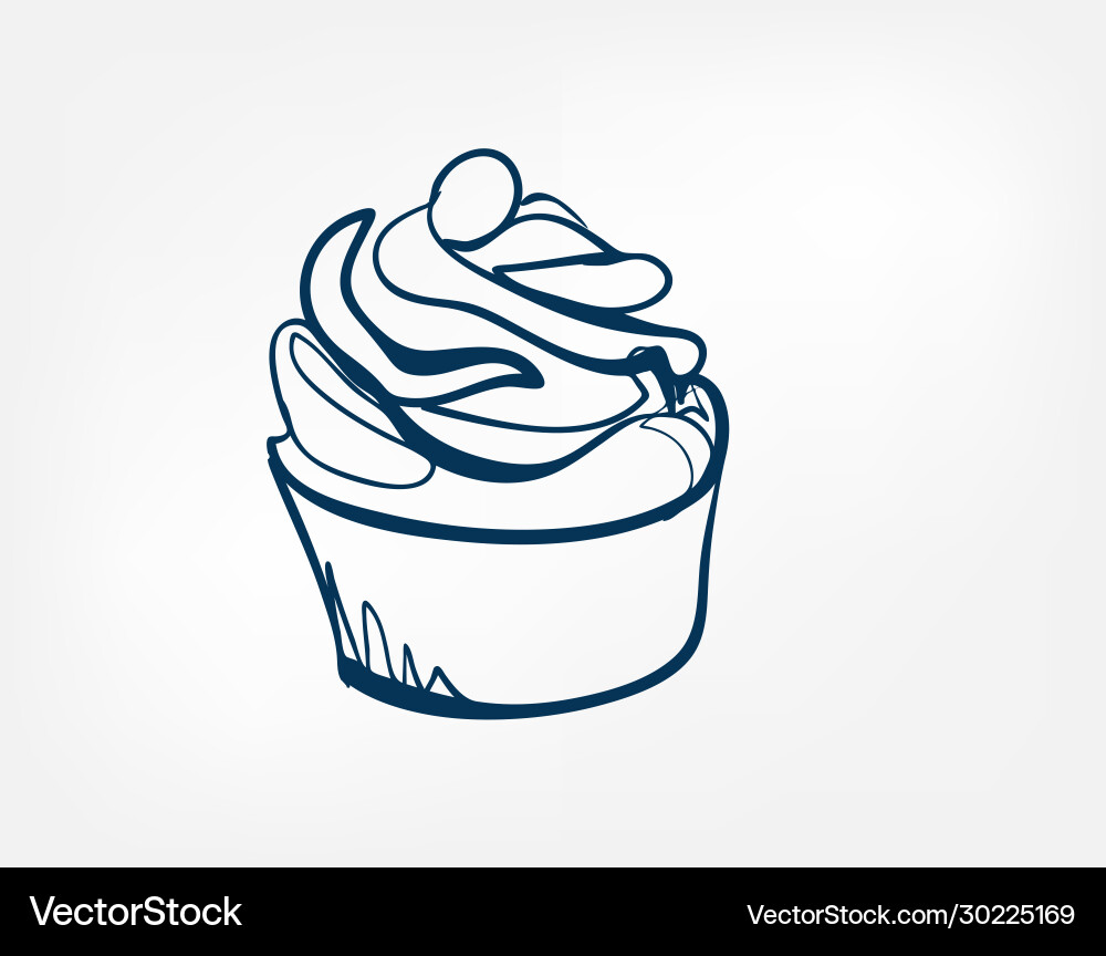 Cake one line design element isolated Vector Image