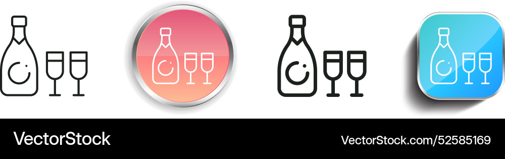 Champagne icon thin linear regular and button Champagne icon thin linear regular and button Vector Image