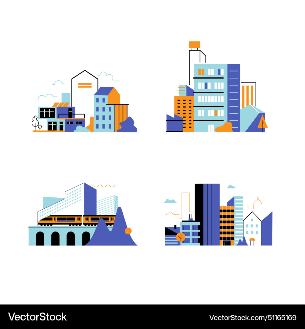 Collection of urban landscapes vector image