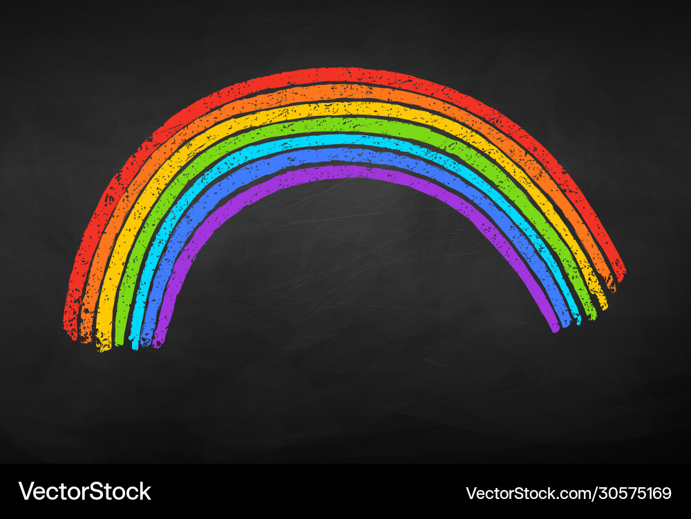 Colorful Rainbow Arc on Blackboard Vector Image