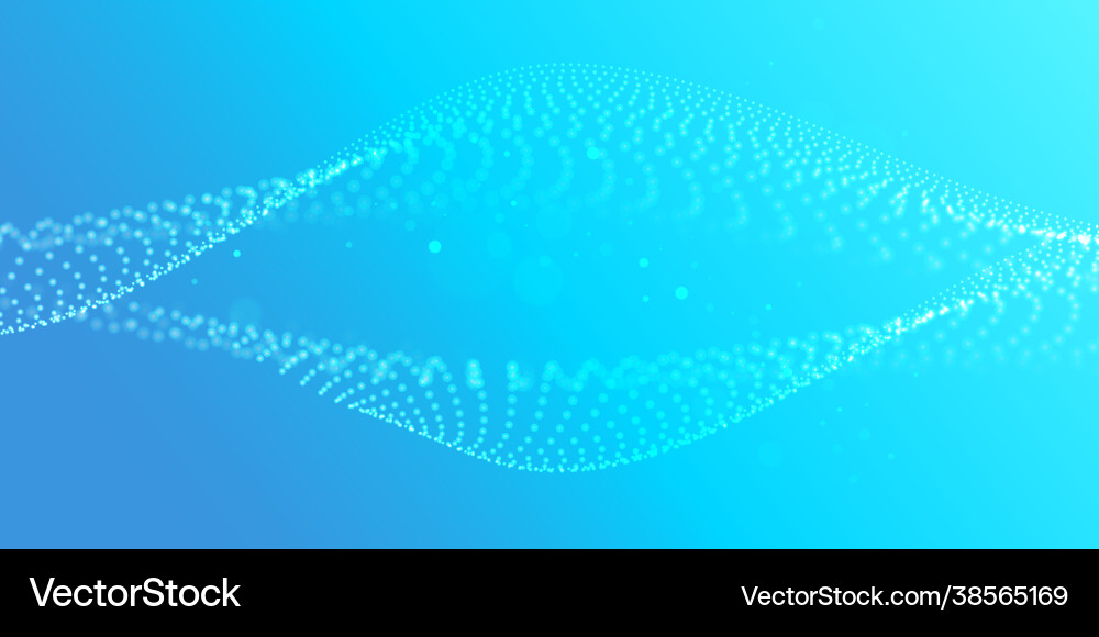 Flowing particles with depth field digital Flowing particles with depth field digital Vector Image