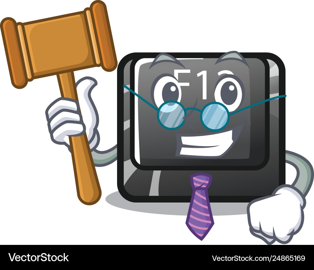 Judge f12 button installed on cartoon computer vector image