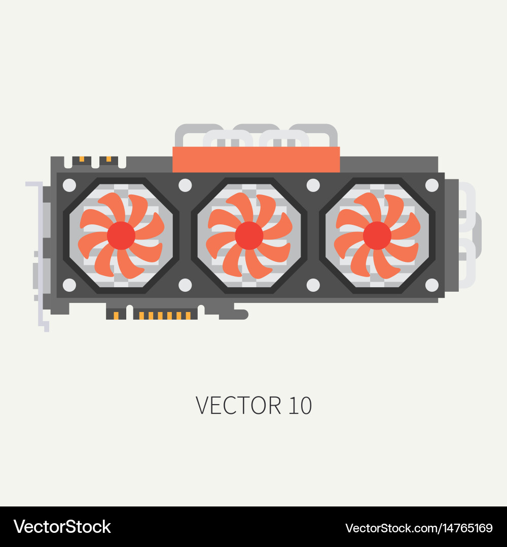 Plain flat color computer part icon video Vector Image