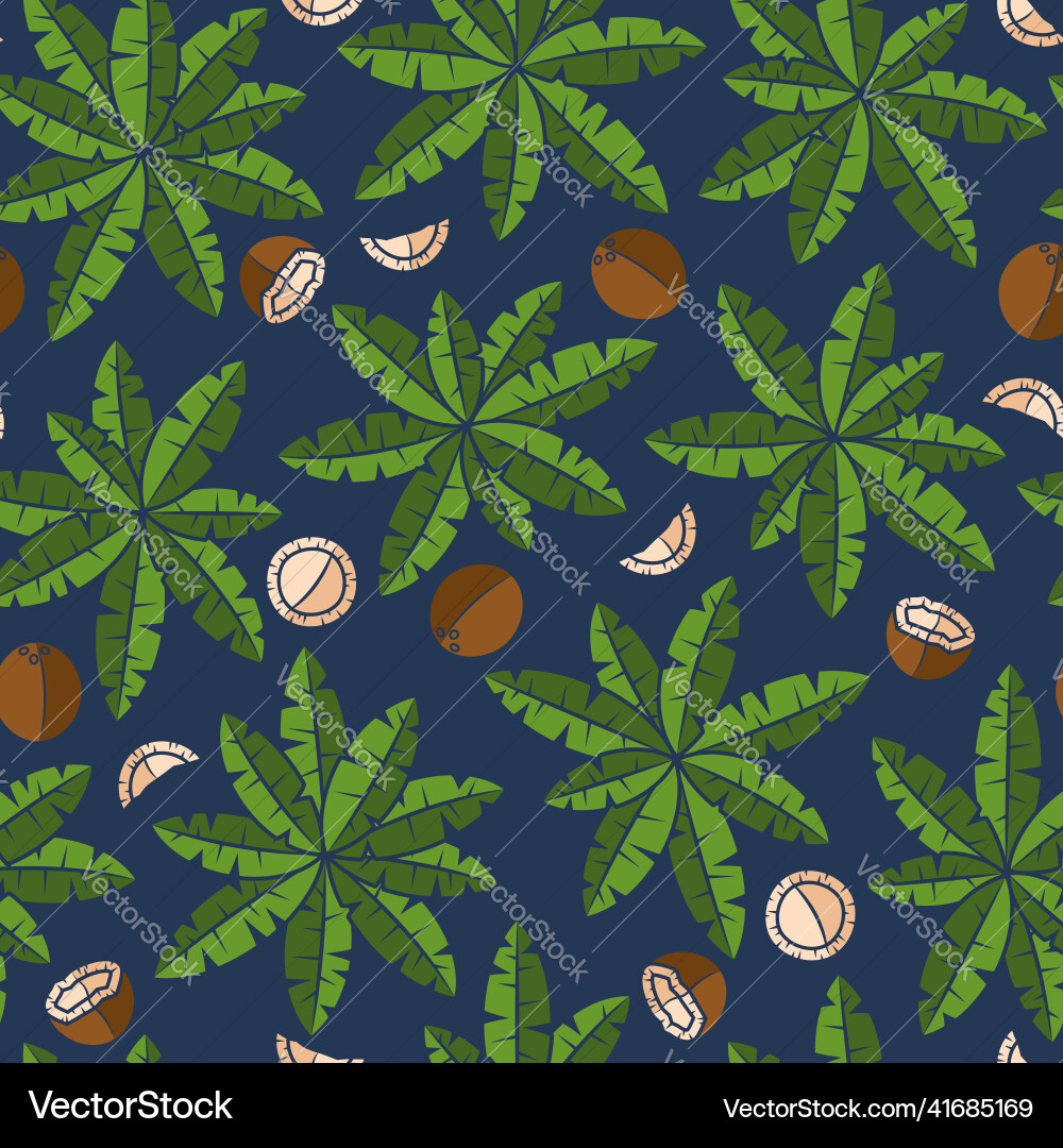 Seamless pattern with palm trees and coconuts Seamless pattern with palm trees and coconuts vector image