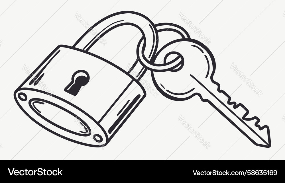 Secure Padlock and Key Vector Image