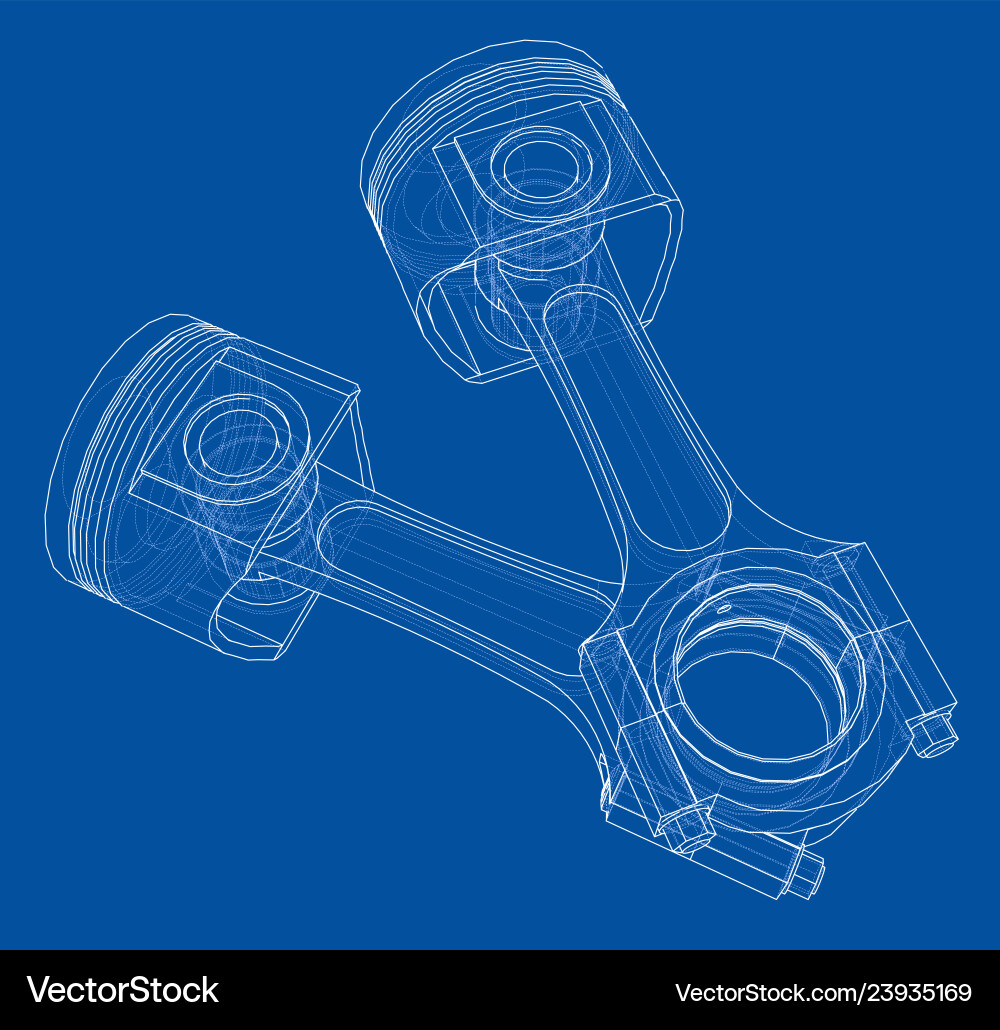 Sketch of piston rendering 3d Sketch of piston rendering 3d Vector Image