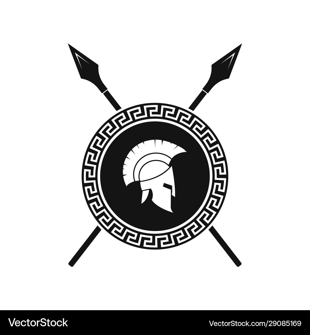 Spartan helmet and shield Spartan helmet and shield vector image