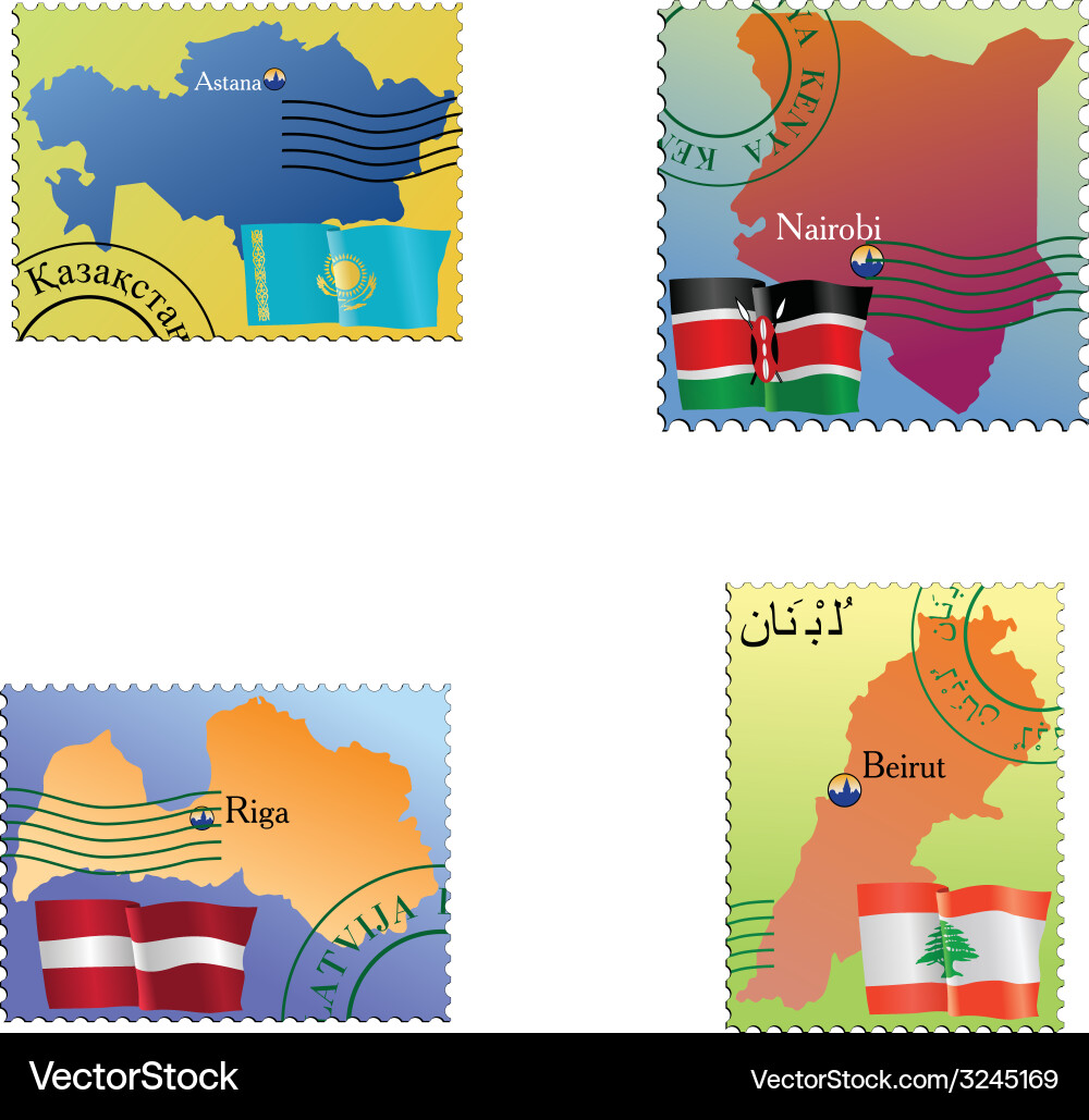 Stamp with an image of map Vector Image