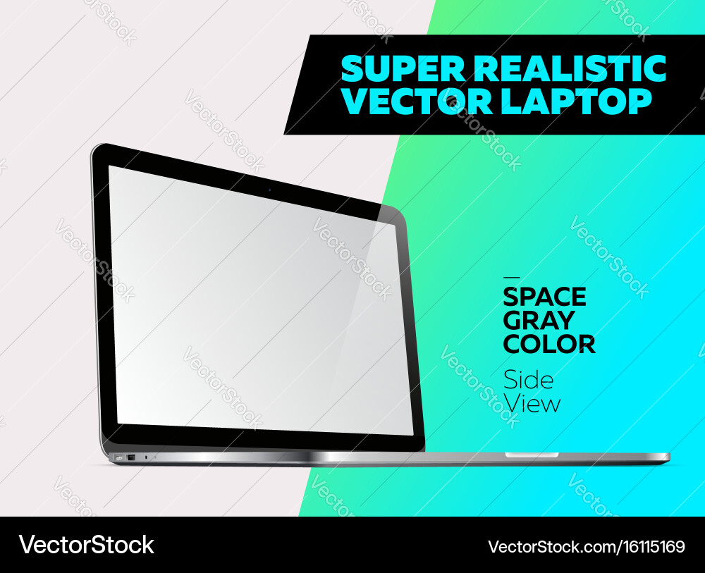 Super realistic notebook with blank screen vector image