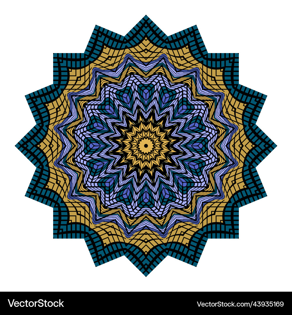 Zigzag mandala fractal pattern colorful Vector Image