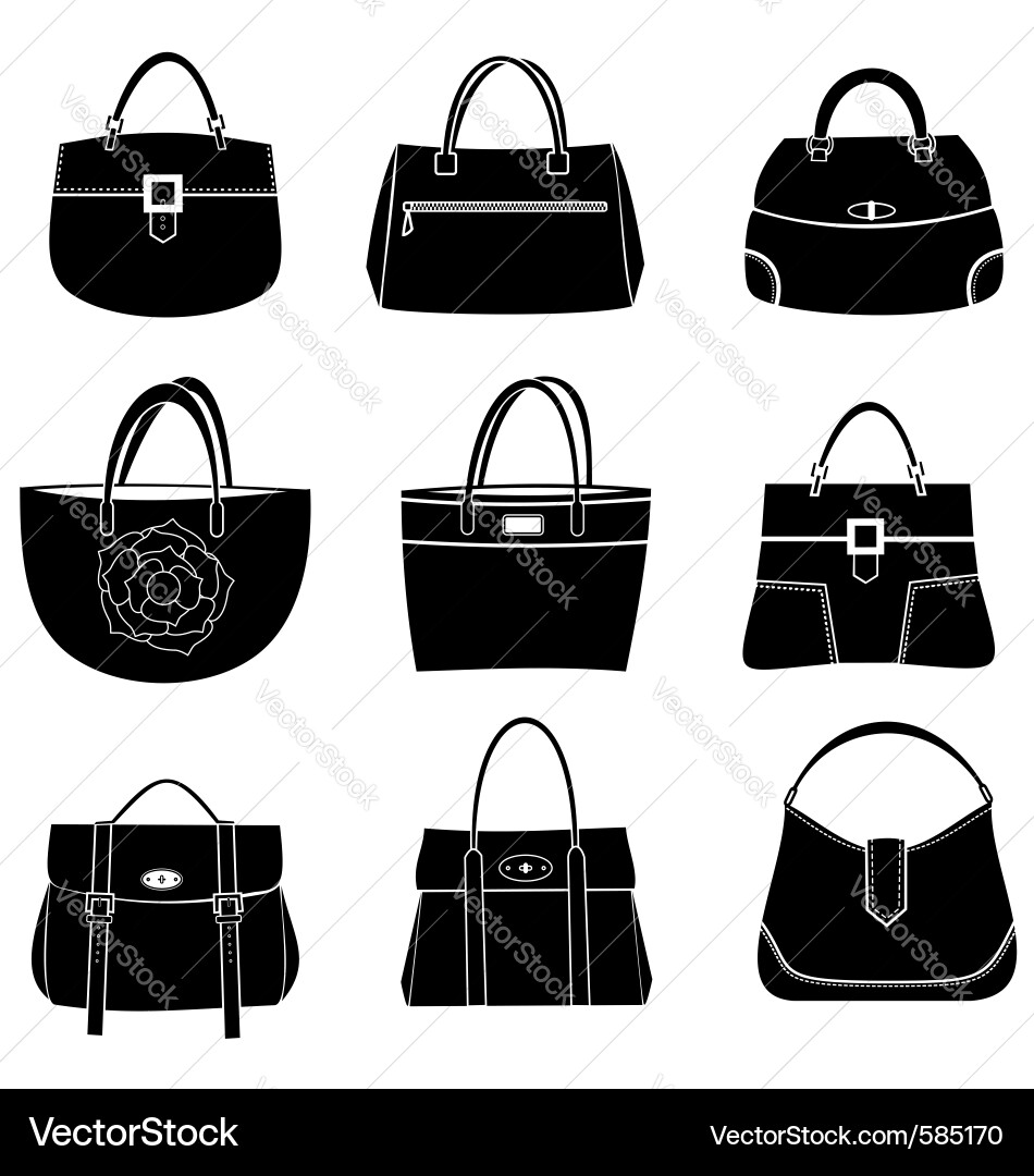 Black Bag Icons Set Vector Image