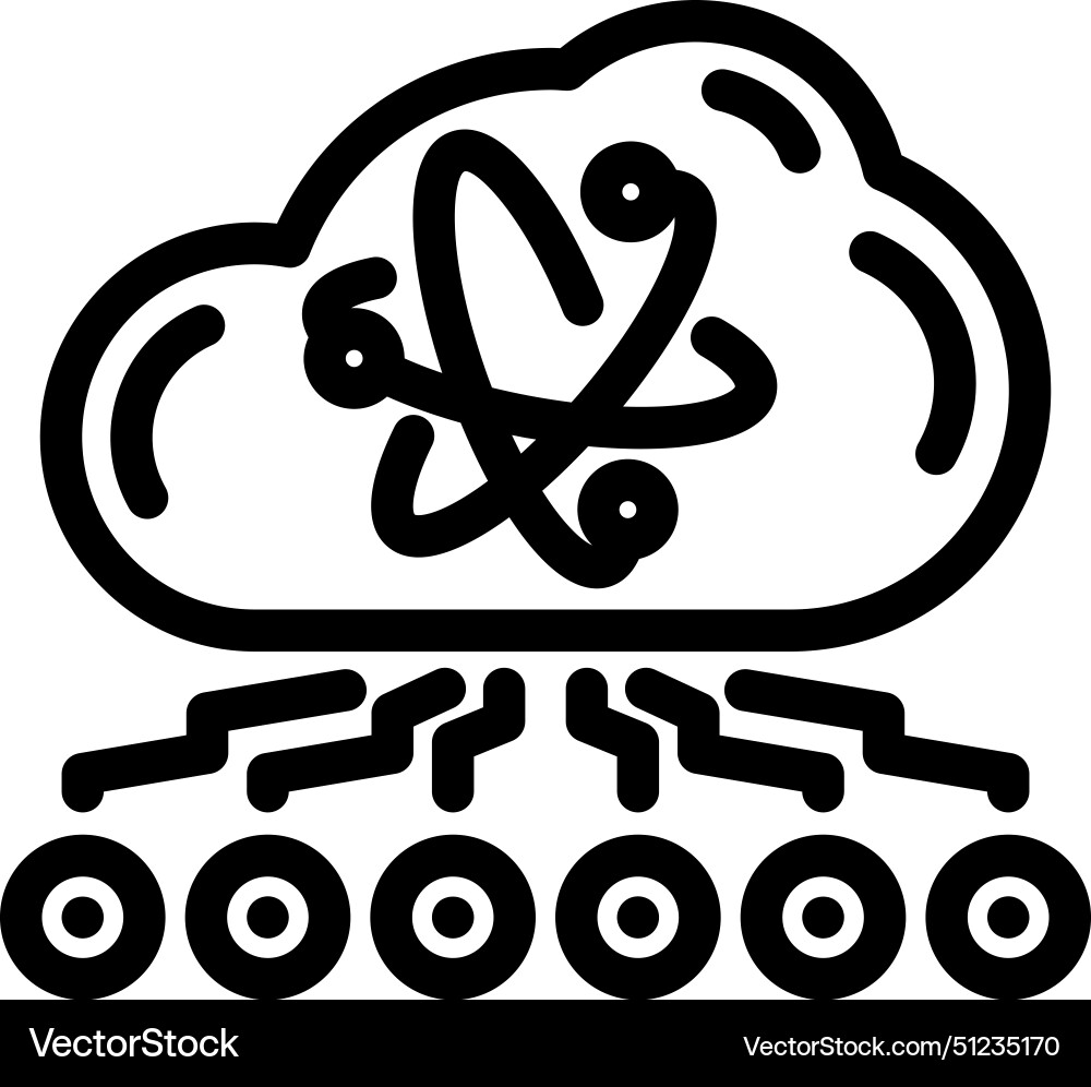 Cloud computin quantum technology line icon Cloud computin quantum technology line icon vector image