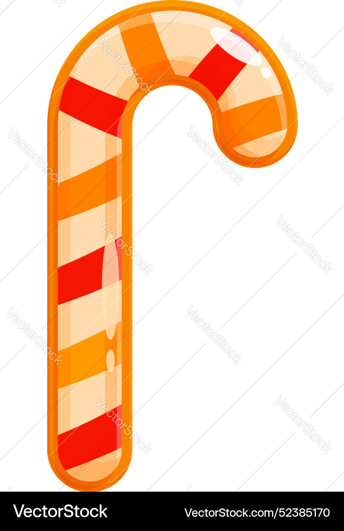 Delicious orange and red striped candy cane Delicious orange and red striped candy cane vector image