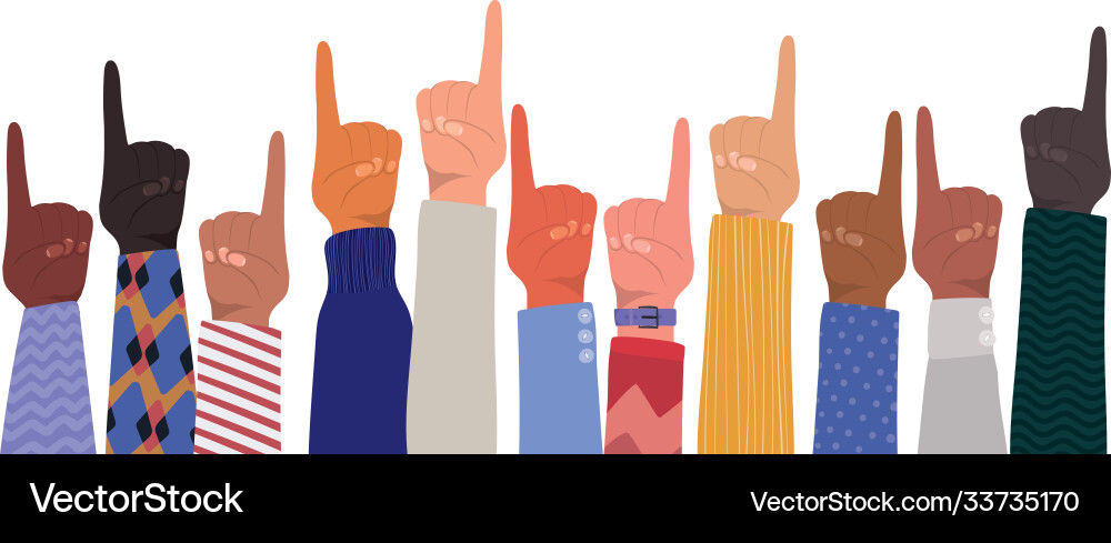Hands with number one sign different types vector image