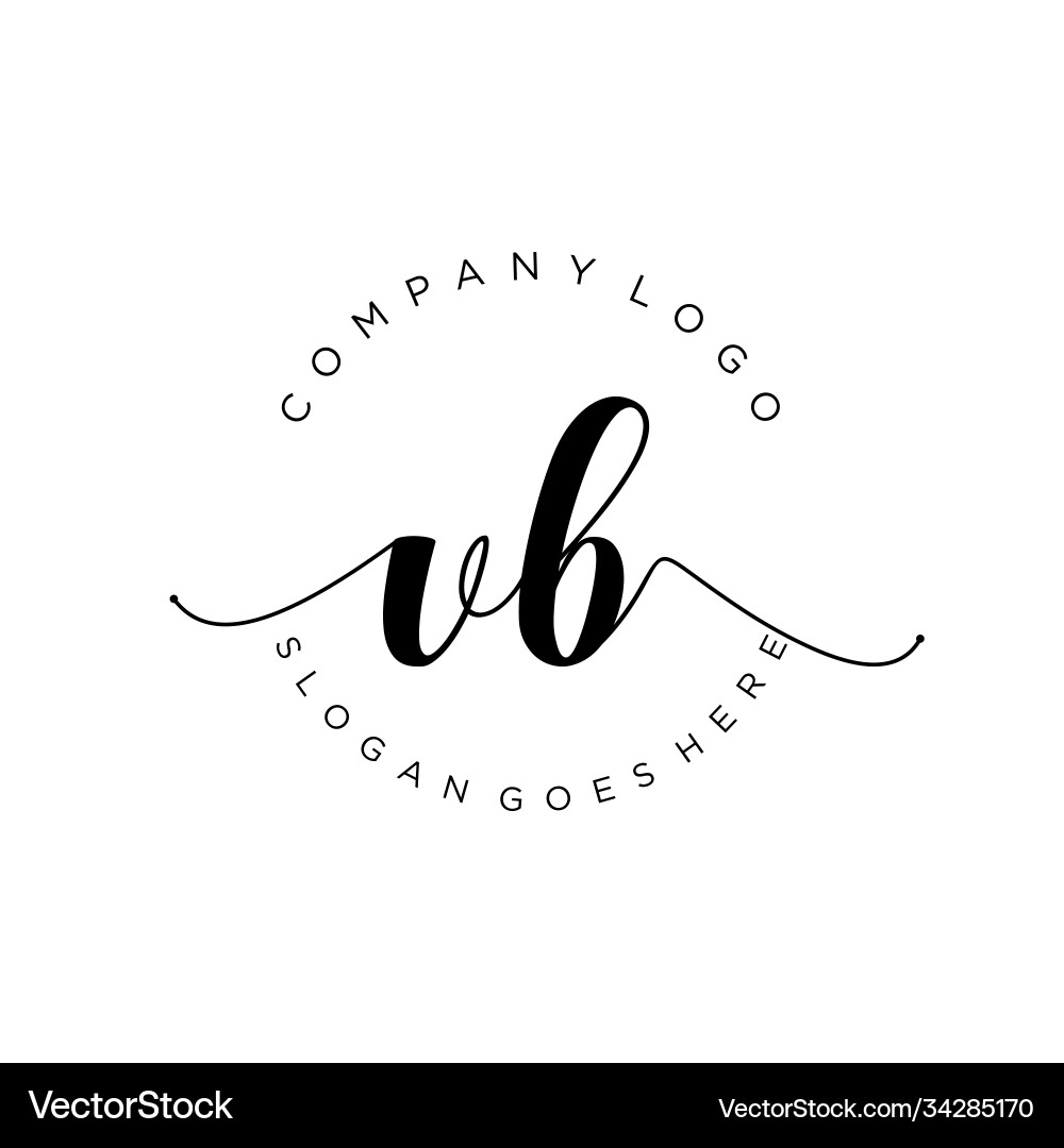 Initial vb handwriting logo with circle template Initial vb handwriting logo with circle template vector image