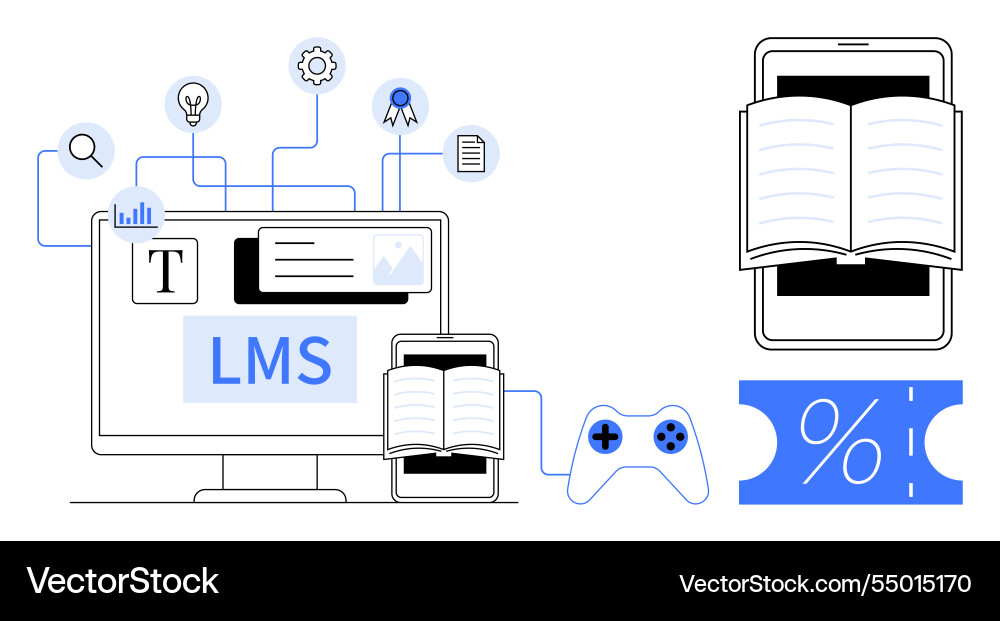 Learning management system with digital content Learning management system with digital content vector image