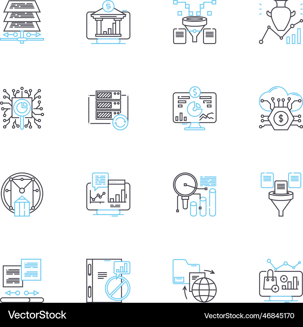 Market estimation linear icons set forecasting Market estimation linear icons set forecasting vector image