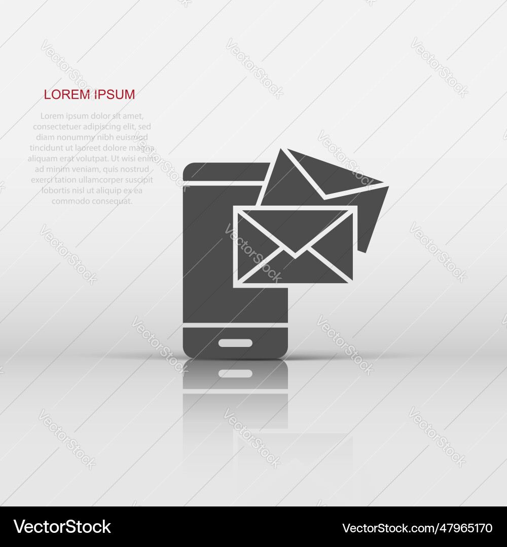 Message on smartphone icon in flat style mail Message on smartphone icon in flat style mail vector image