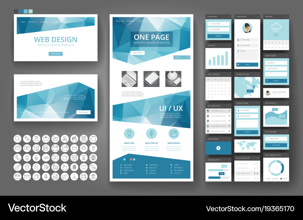 Modern Website Header & Interface Elements vector image