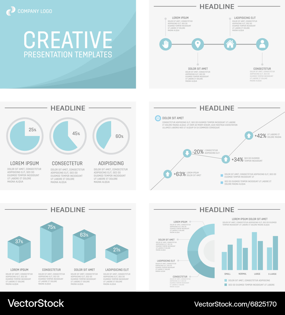 Presentation Template with Charts & Graphs vector image