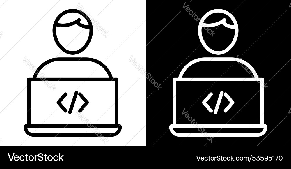 Programmer thin line icon set Programmer thin line icon set vector image