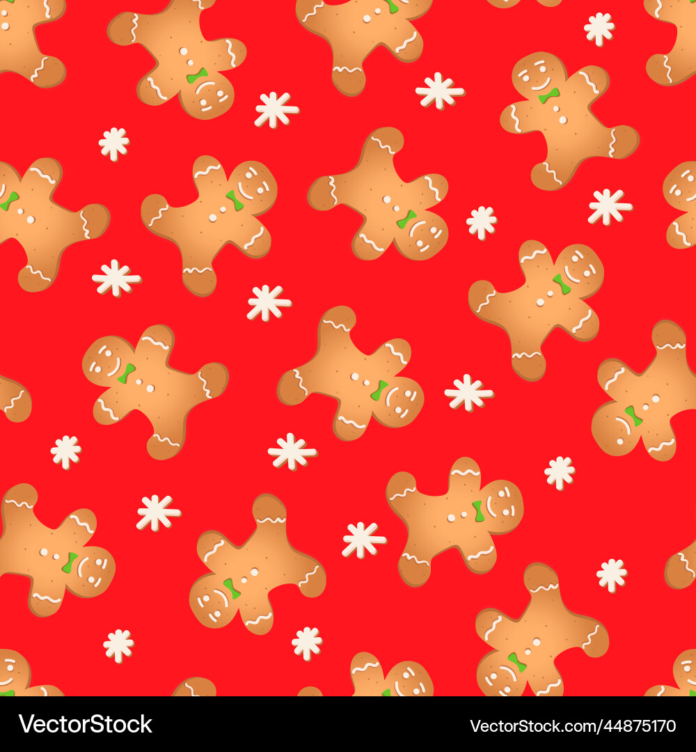 Seamless pattern with ginger cookies on a red Seamless pattern with ginger cookies on a red Vector Image