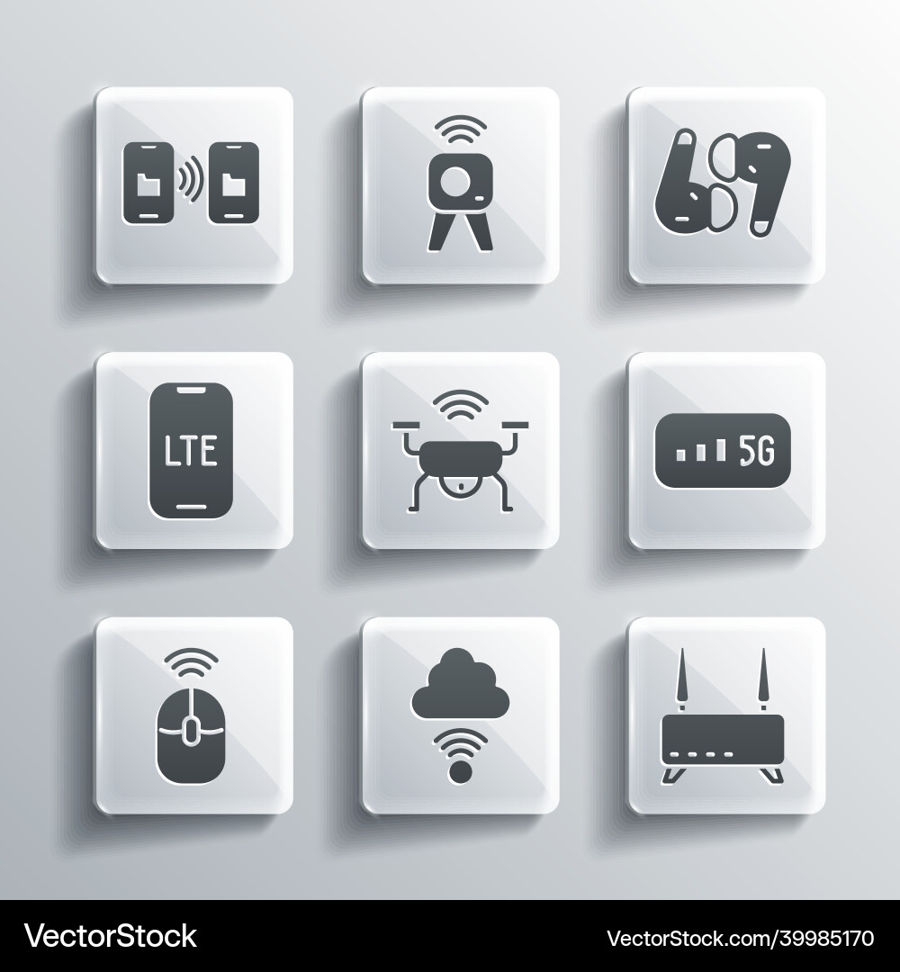 Set network cloud connection router and wi-fi Set network cloud connection router and wi-fi vector image