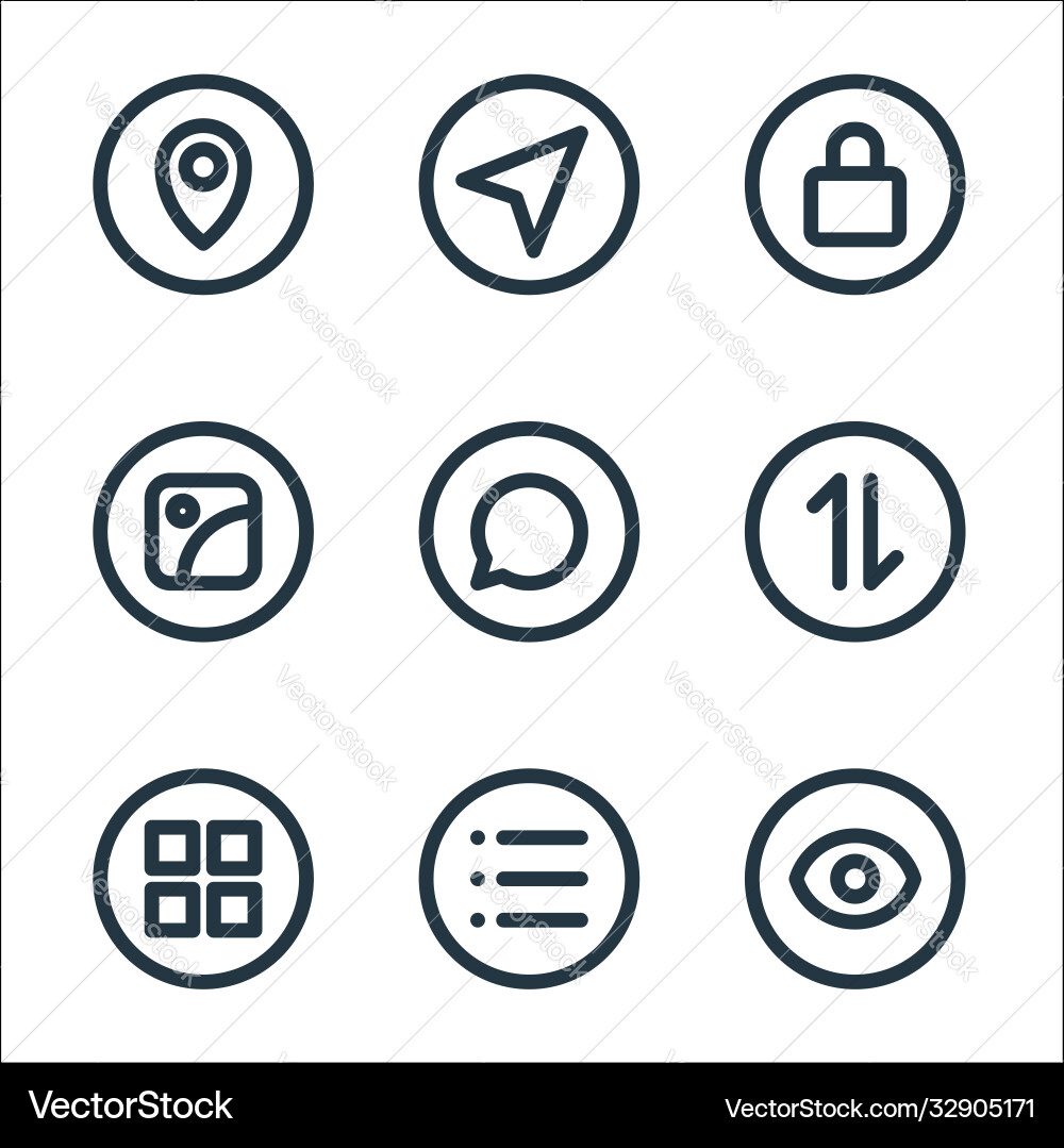 Basic ui line icons linear set quality Basic ui line icons linear set quality Vector Image