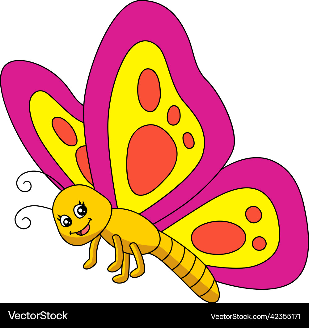 Butterfly cartoon colored clipart – Royalty-Free Vector | VectorStock, image size:1000x1062