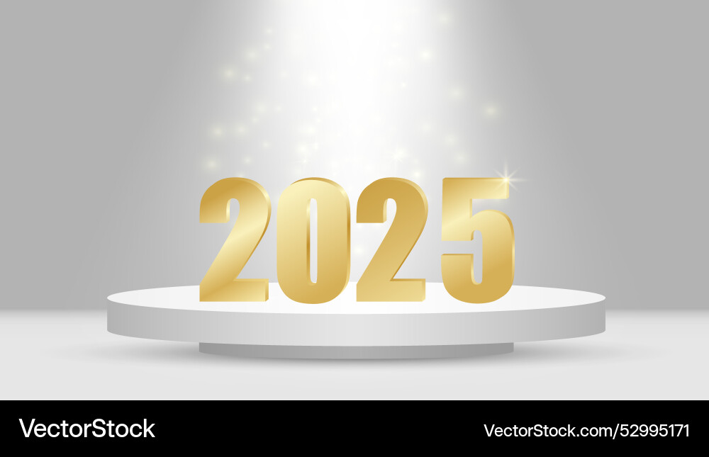 Golden numbers 2025 on a white Golden numbers 2025 on a white vector image