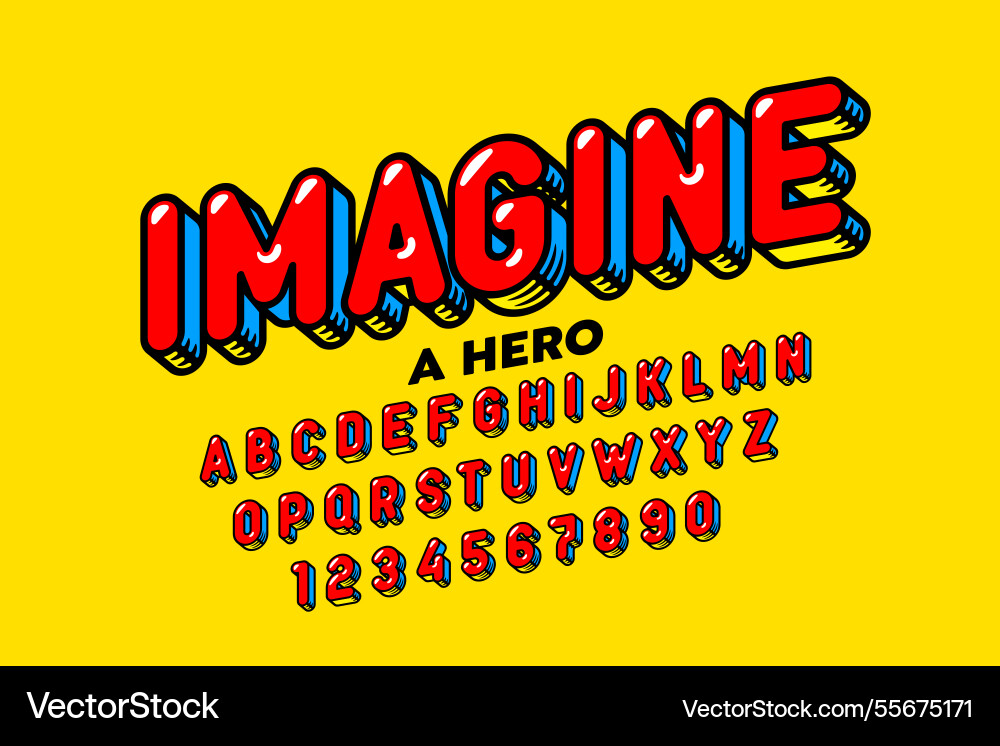 Imagine a hero comic book style font design Imagine a hero comic book style font design vector image