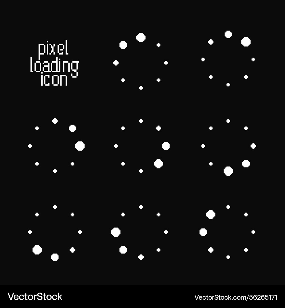 Loading icon set in pixel style collection vector image