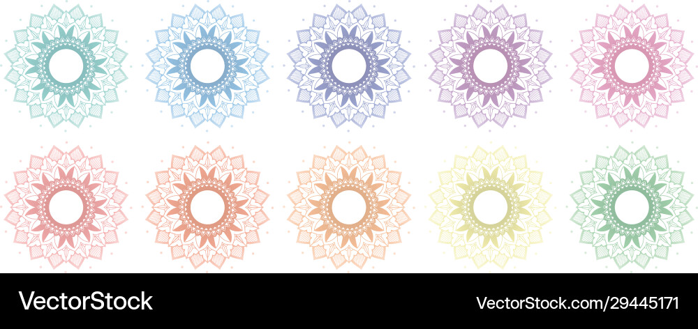 Mandala patterns in many colors Vector Image