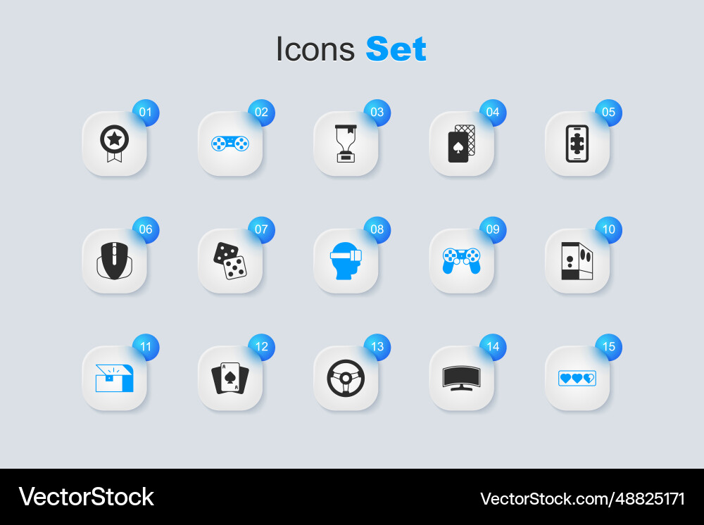 Set computer monitor game dice controller Set computer monitor game dice controller vector image