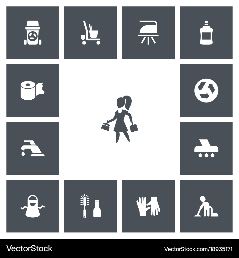 Set of 13 editable cleanup icons includes symbols Vector Image