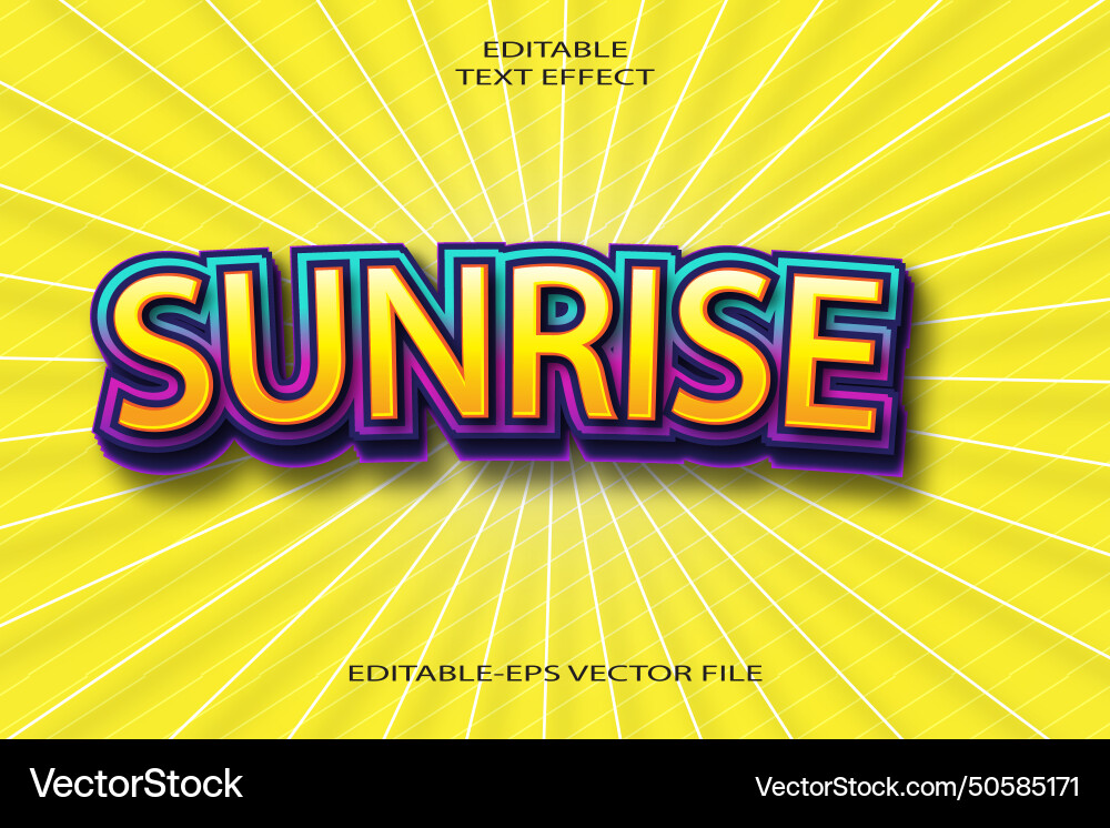 Sunrise editable text effect 3d gradient style Sunrise editable text effect 3d gradient style Vector Image