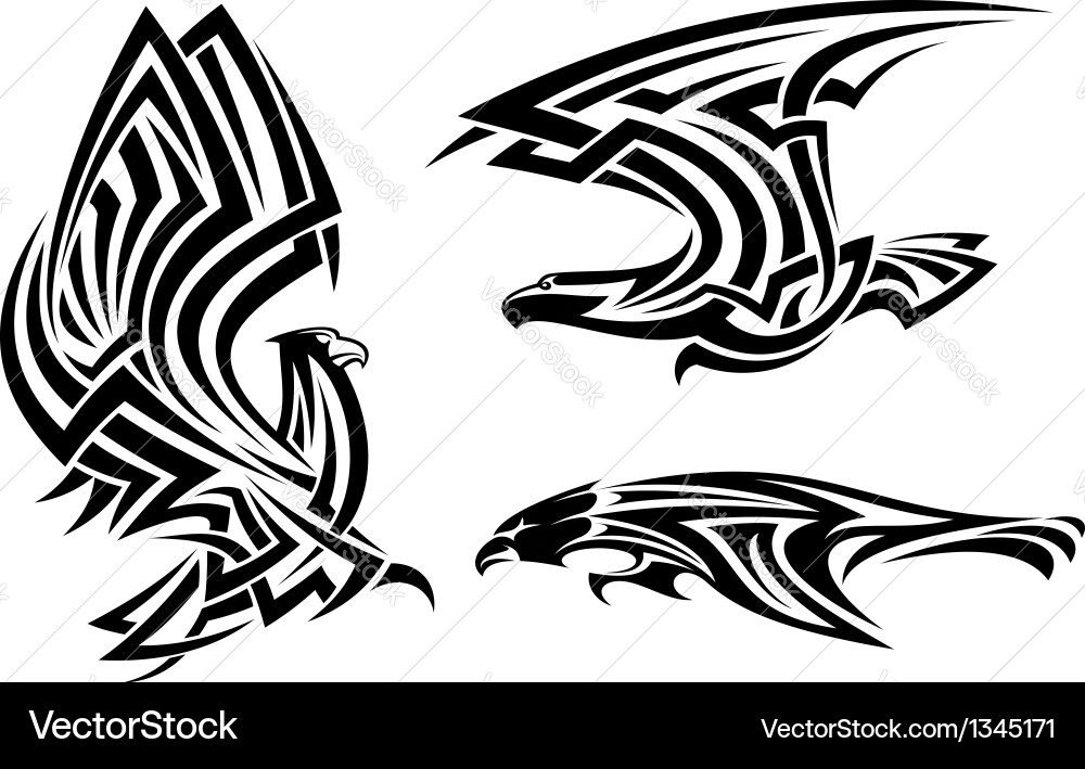 Tribal Eagle & Falcon Set Vector Image