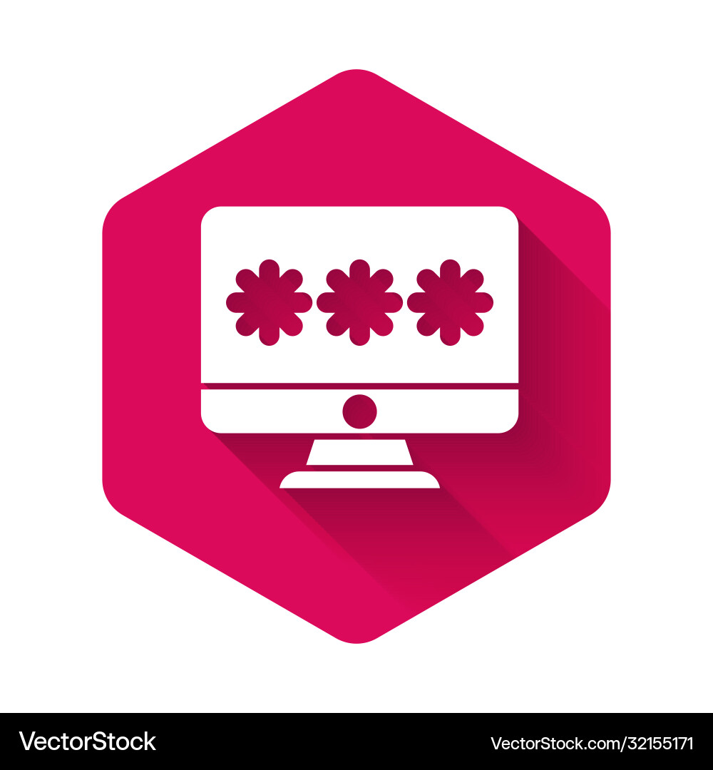 White monitor with password notification icon White monitor with password notification icon Vector Image