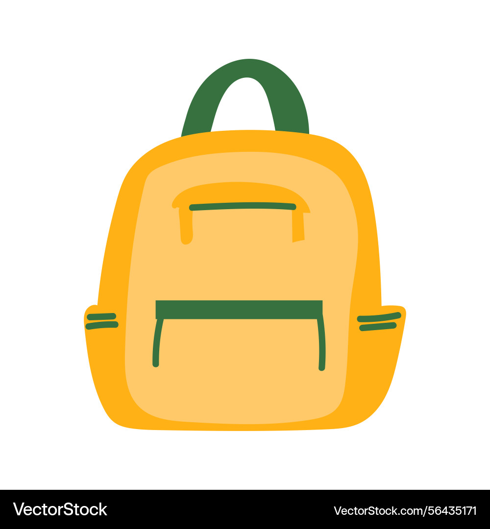 Yellow school backpack in flat design student bag Vector Image