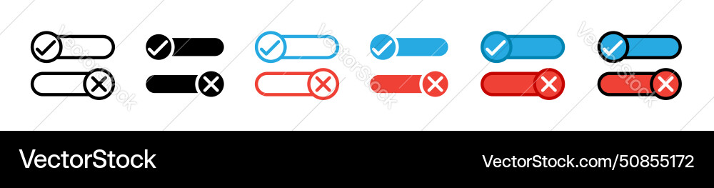 Boolean icon set true and false symbol right vector image