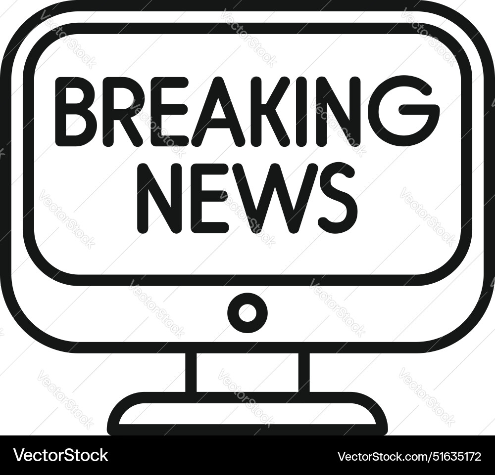 Computer screen displaying breaking news alerting Computer screen displaying breaking news alerting Vector Image