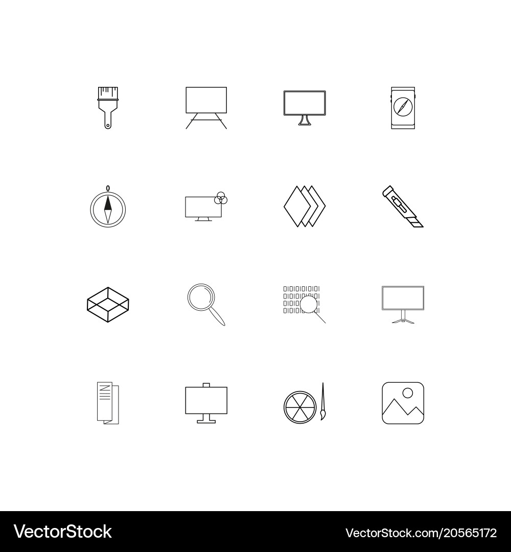 Creative process and design simple linear icons vector image
