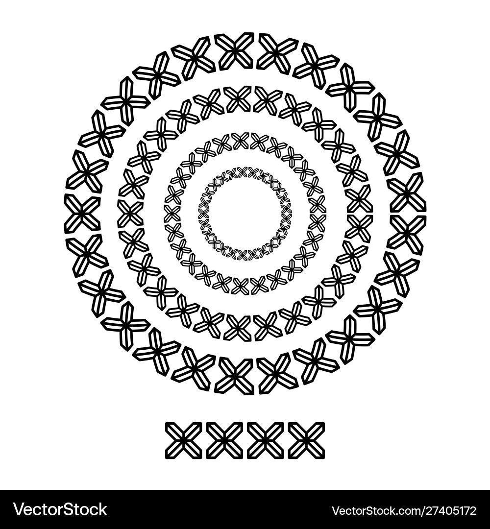 Cross brush patterns in a circle line black shape Cross brush patterns in a circle line black shape vector image