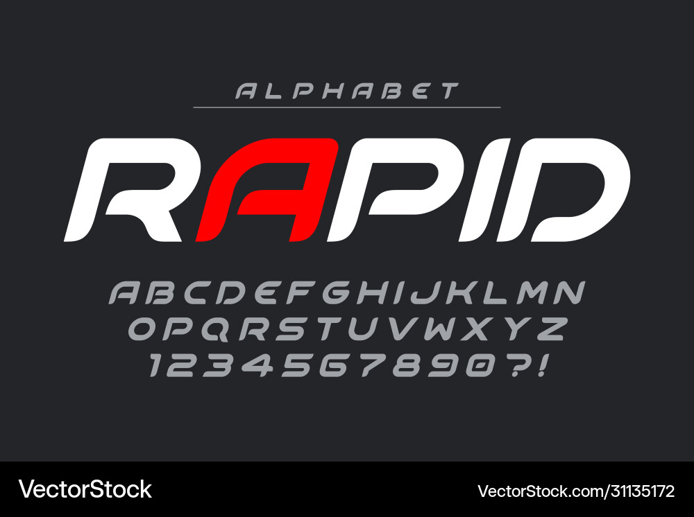 Dynamic Futuristic Alphabet Typeface vector image