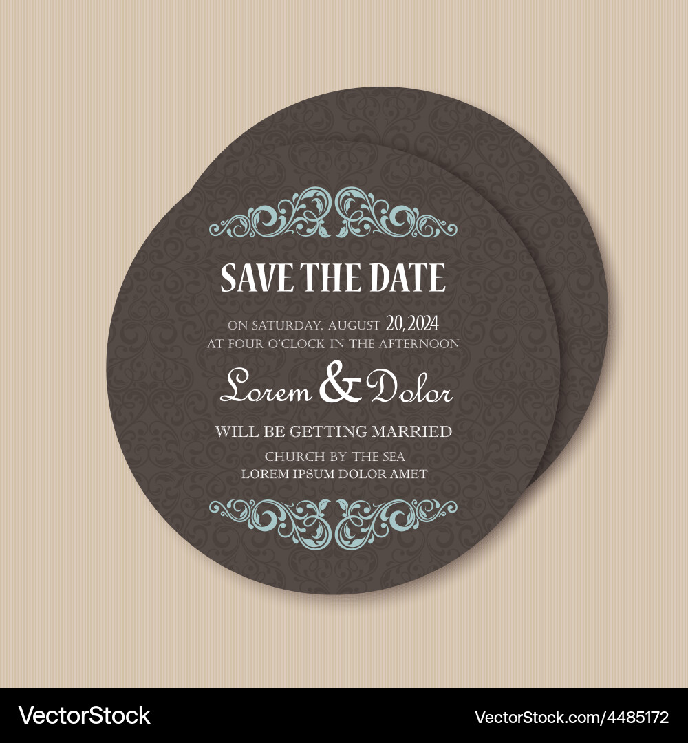 Elegant Round Save the Date Card Vector Image